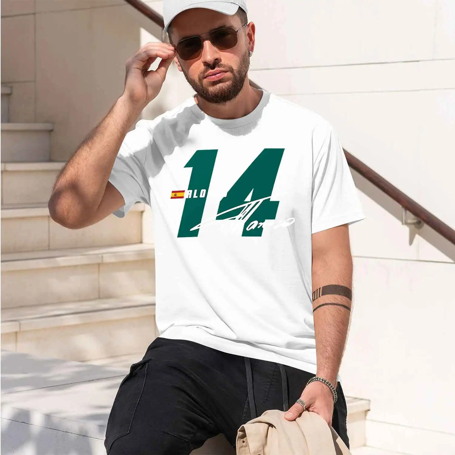 Alonso 14 Signature Number Sport Car Racing Dad Four Seasons and ular Golf Adult Sports 2026 New Model Men’s Short-sleeve crewne