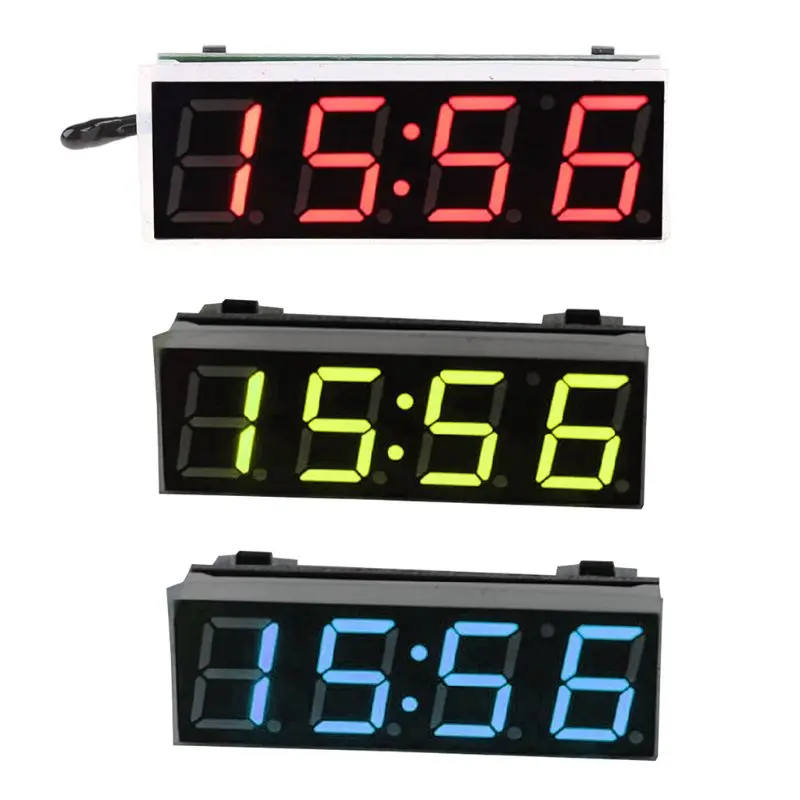 Mini Car Clock Thermometer Voltmeter 3 IN 1 LED Display Digital Timer Voltmeter