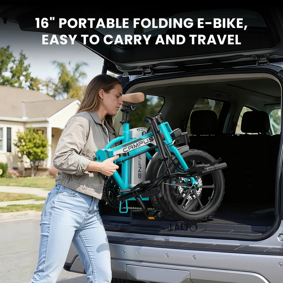 Folding Electric Bike for Adults 16" 1000W Peak 36V 13.5Ah UL Battery 40Miles 20MPH City Commuter Ebike Dual Disc Brakes 3 Riding Modes image 9