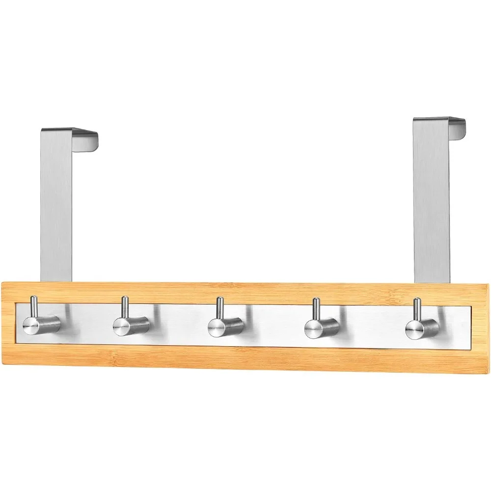 

Крючки для полотенец из бамбуковой нержавеющей стали над дверью — прочное пальто, одежда и вешалка для полотенец для использования в ванной комнате, прачечной,