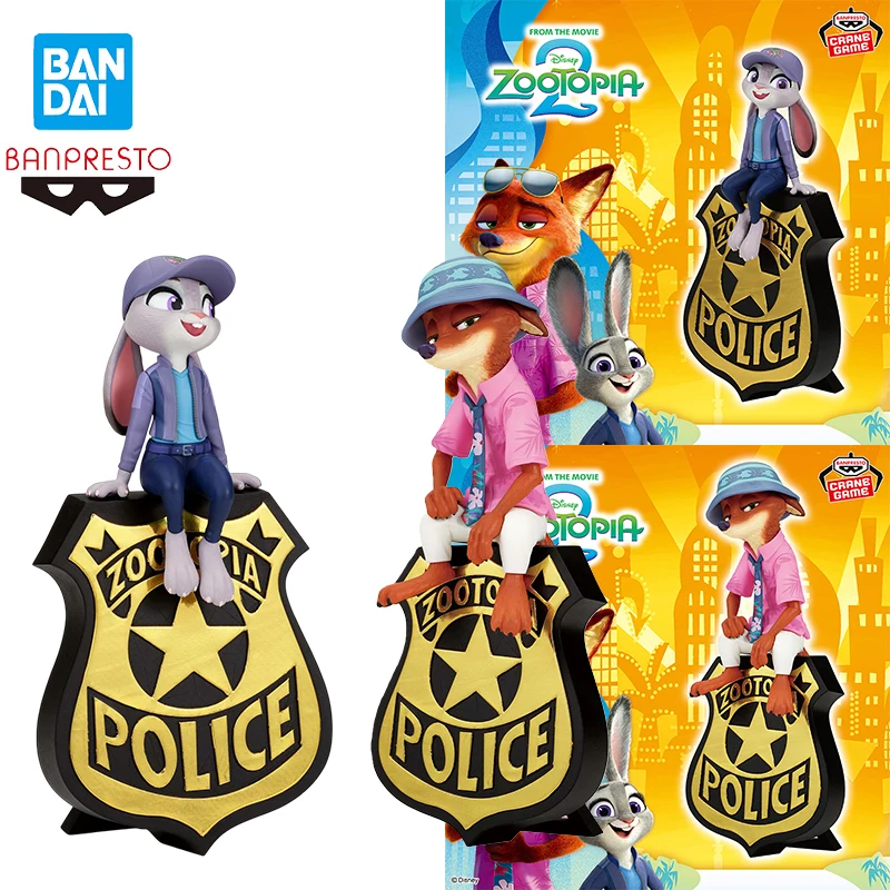 

In Stock Bandai Disney Character Monitor Top Figure Zootopia 2 Nick Wilde Judy Hopps Anime Figure Model Toy Desktop decorations