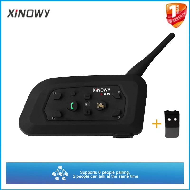 XINOWY V6 Pro/V6 Plus Motorcycle Helmet Intercom Headset Bluetooth 5.1 6 Riders 800M Interphone IP65 Waterproof Music Player