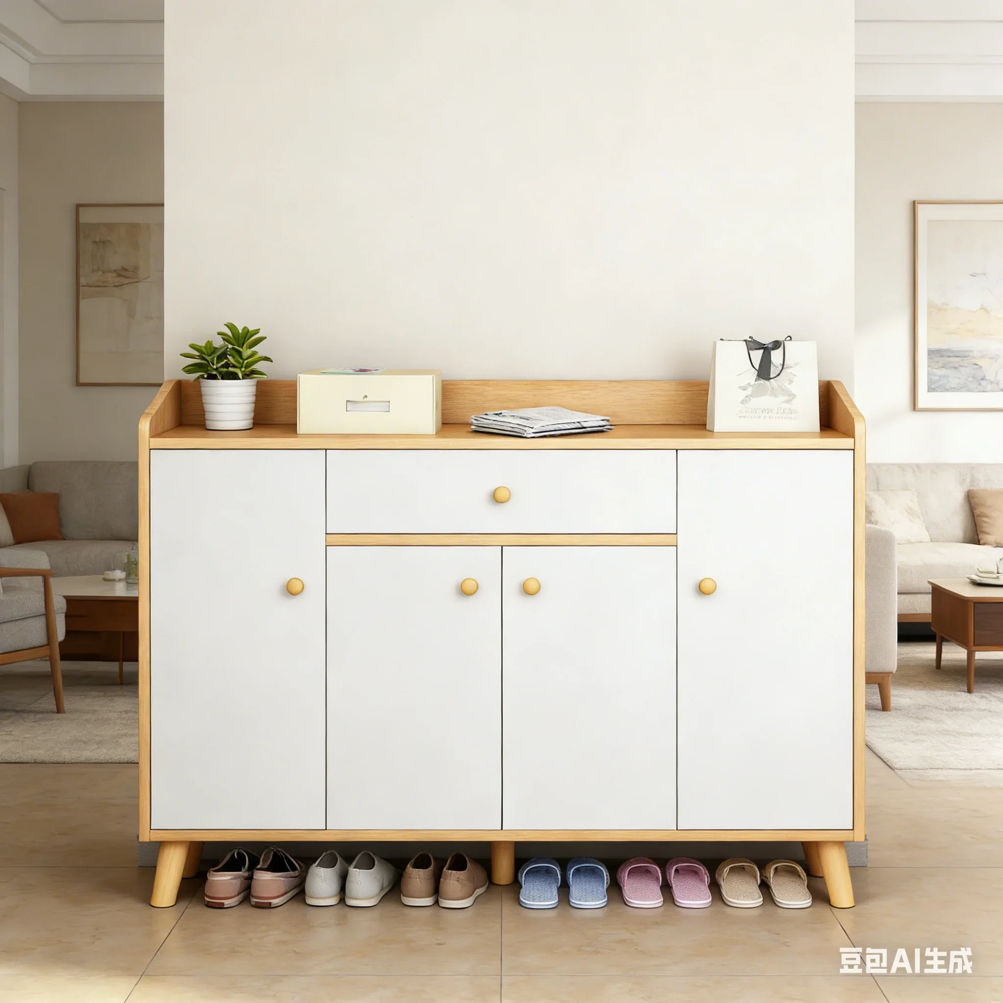 aoliviya-玄関用シューズキャビネット、玄関キャビネット、天然木スタイル、大容量収納、人気の小さなアパート向けs