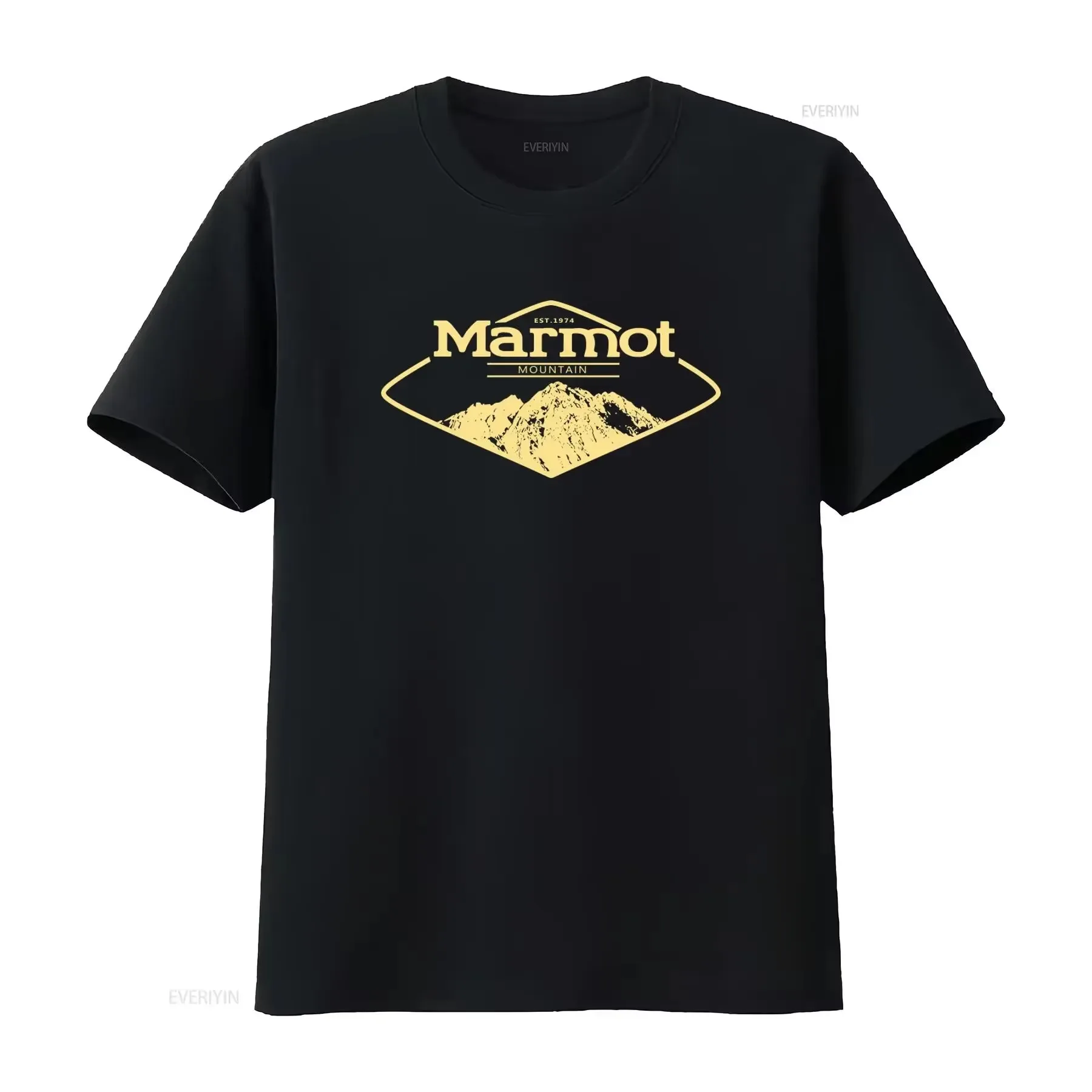 2026 new Front Small Half Dome Letter Print Men T-shirt Minimalist Mountain Graphic Oversized Cotton Short Sleeve Tee