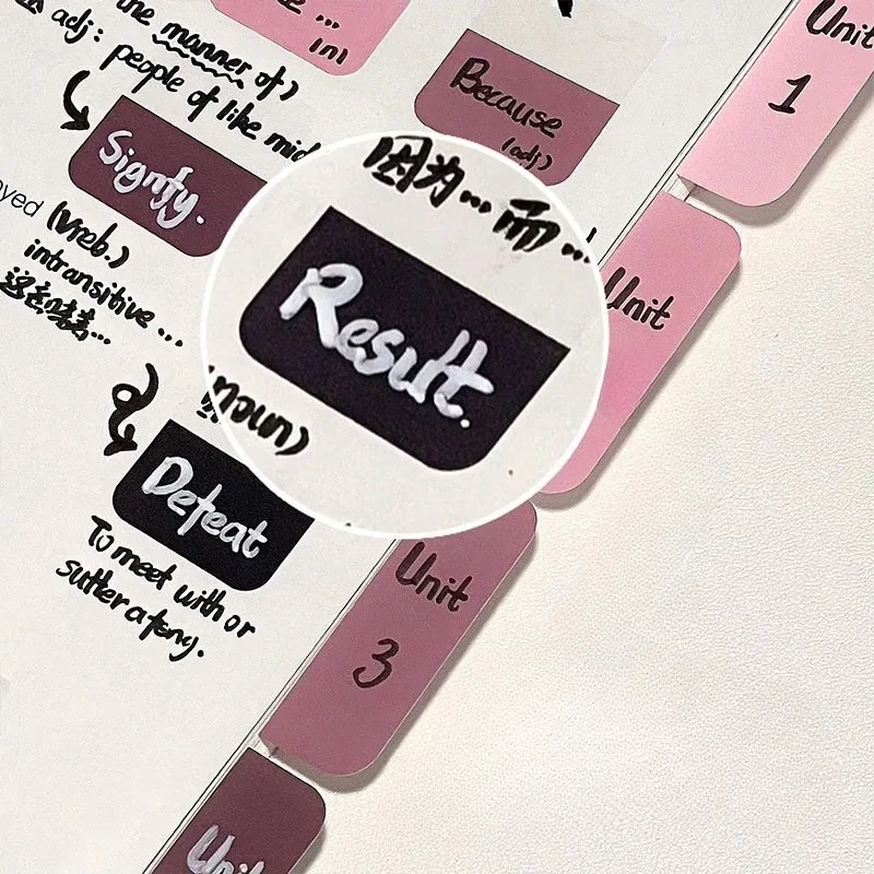 Y2K Pink Black Gradient Color Index Stickers Cute Girl Writable Notebook Planner Page Mark Sticker Sticky Note Kawaii Stationery