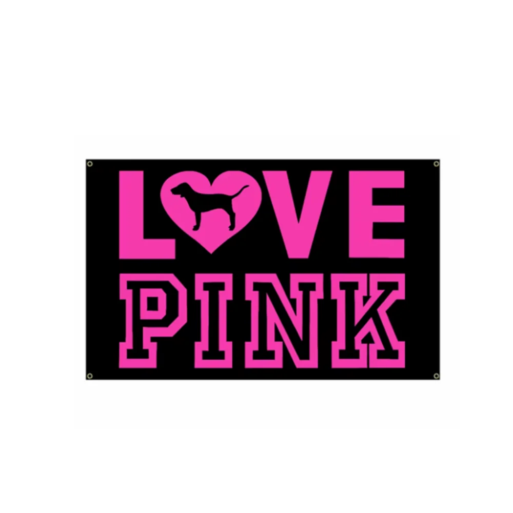 

LOVE PINK Pink Slogan Tapestry Flag,3x5fts 2x3fts Interior Decoration, Furniture Decoration