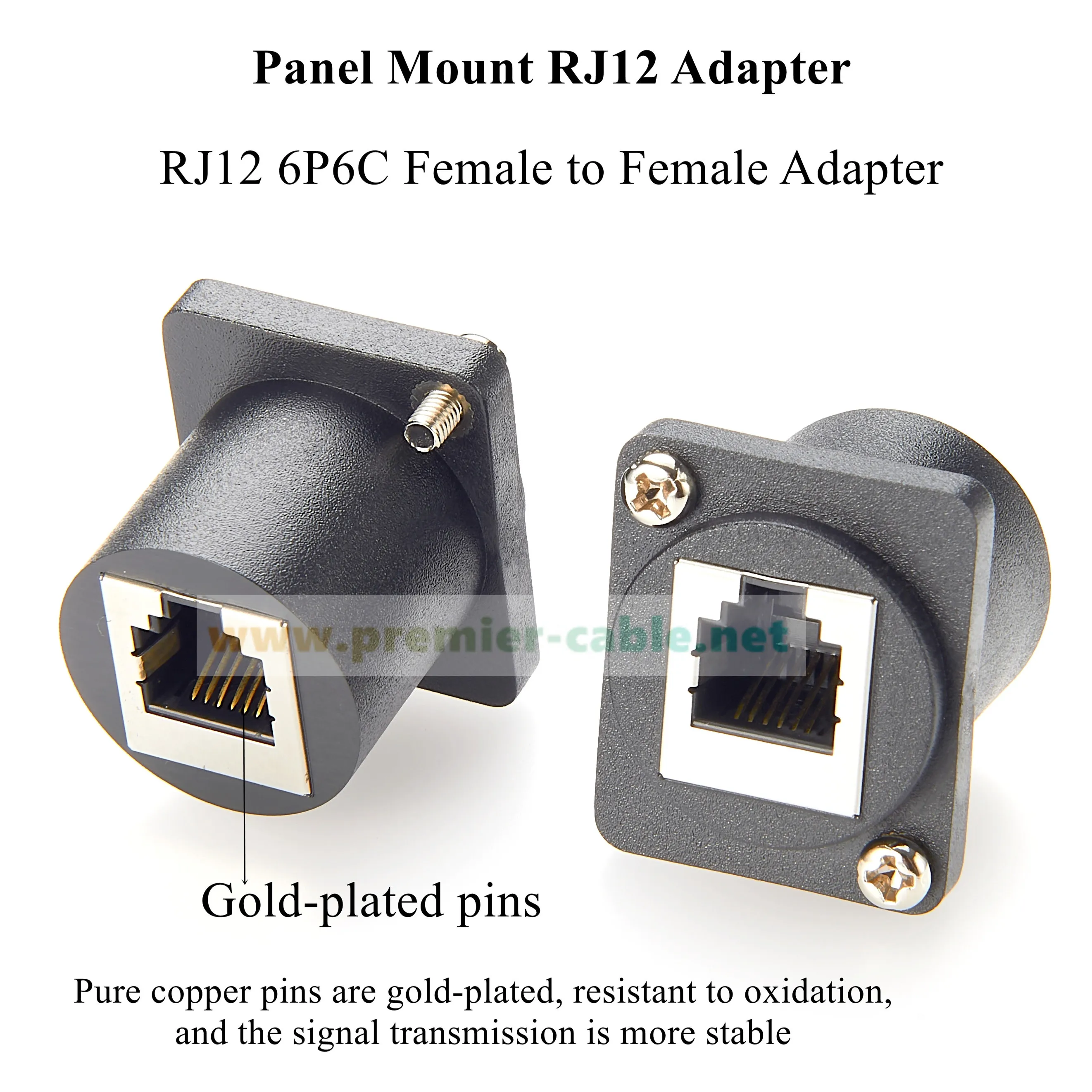 D Type RJ11/RJ12 6P6C Panel Mount Feedthrough adapter CAT3 RJ12 Female to Female Flush Mount Telephone Pass Through Socket