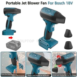 NEW Jet Blower Portable Fan For Bosch 18V Li-ion Battery 4-Speed Wireless High Speed Handheld Fan,for Cleaning,Camping,Outdoors