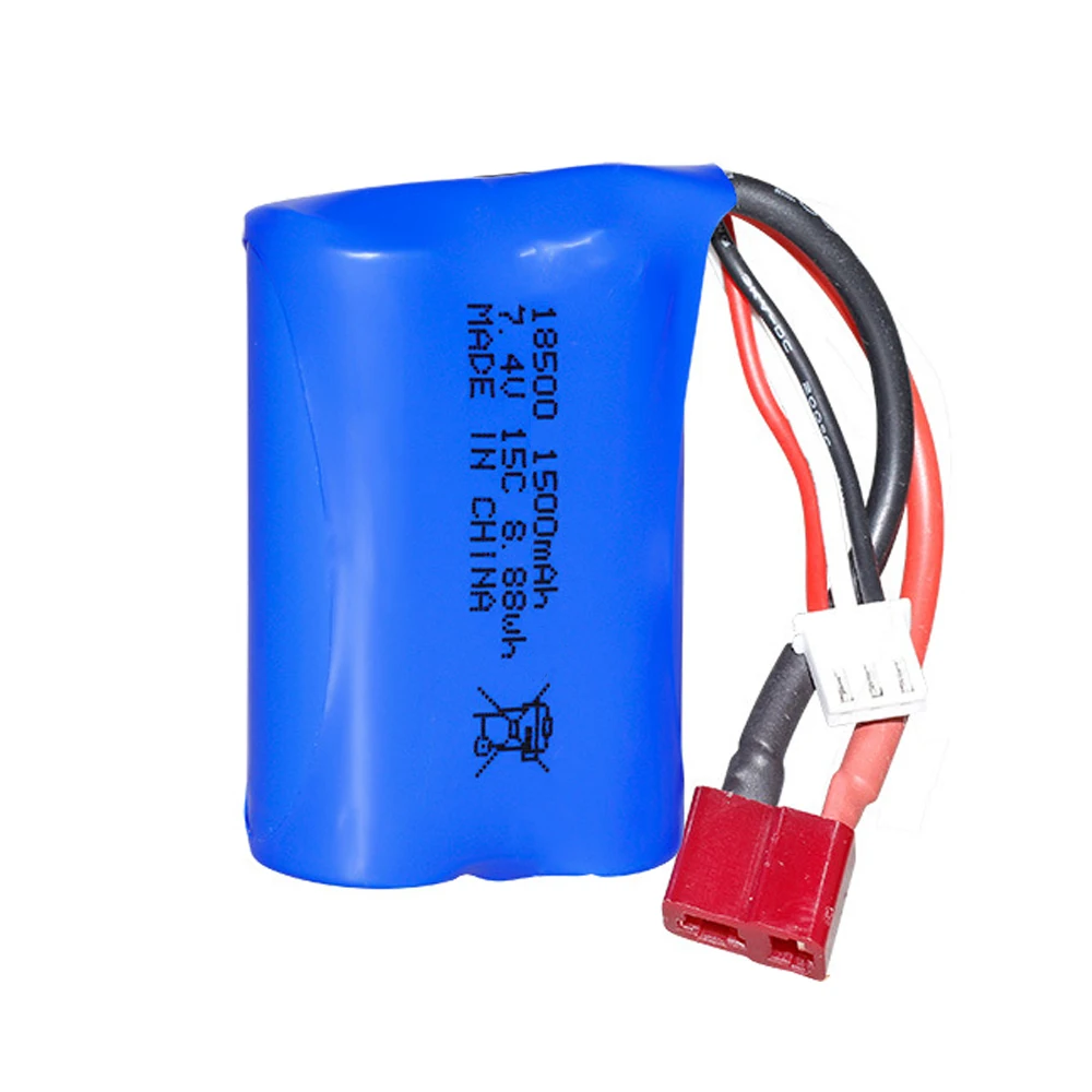 7.4V 1500mAh 18500 Li-ion battery with Charger for HBX 16889 16889A 16890 16890A SG1601 SG1602 1/16 4WD R/C trucks spare parts