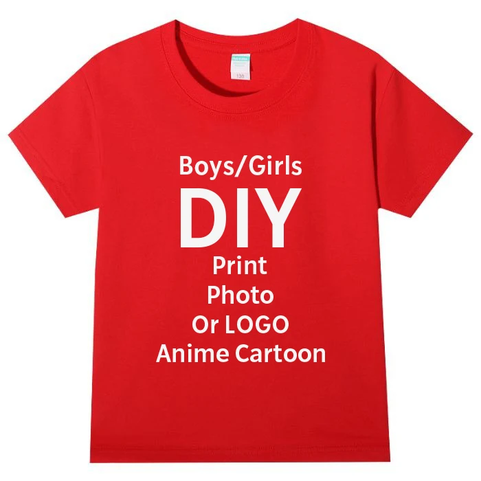 Customized T Shirts for Boys Girls 100% Cotton Tops Anime Cartoon Photos That Kids Like Birthday Gift Design LOGO Graphic Print