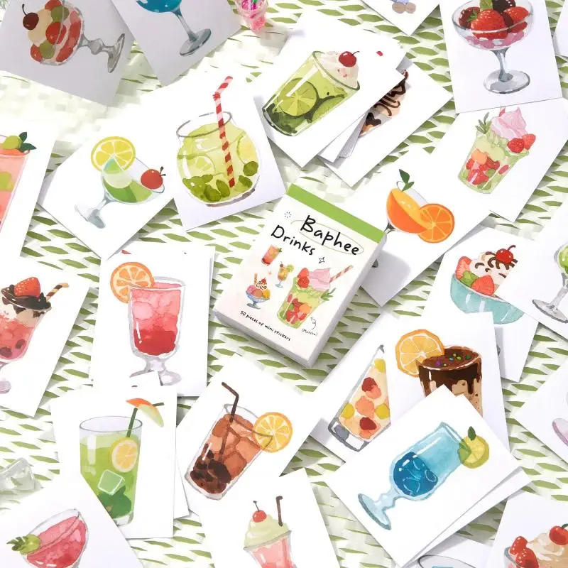 50Pcs Stickers Pet,Bakery,Coffee And Dessert Scrapbooking Decals For DIY Decor