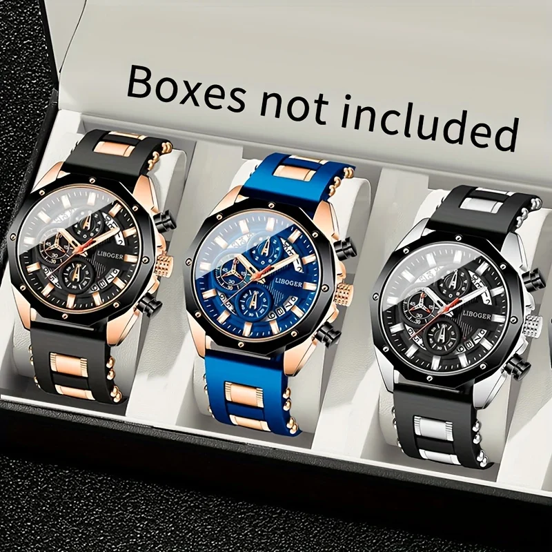 

Модные мужские часы с силикагелевым ремешком, мужские кварцевые часы с функцией даты, деловые повседневные часы для мужчин, подарок