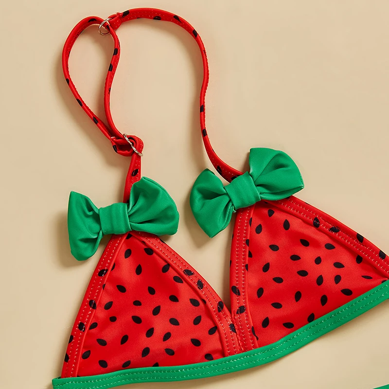 

Toddler Girl Two-Piece Swimsuit Set with Ruffle Trim and Floral Print Adjustable Beachwear Cute Bathing Suit for Summer