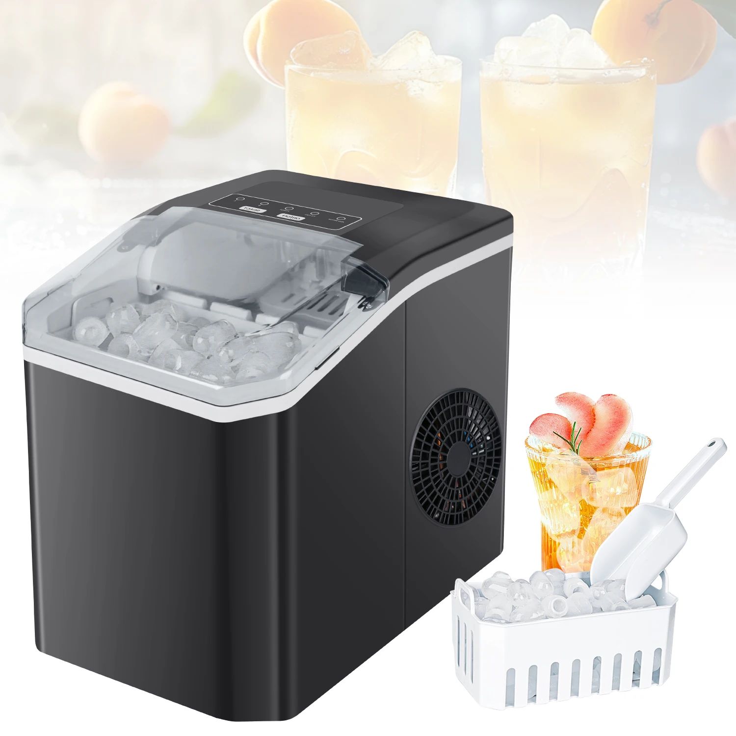 Mini-tafelmodel ijsmachine Energiebesparend 6-9 minuten snel ijs 800 g ijscapaciteit Zelfreinigende draagbare ijsmachine voor kamperen - afbeelding 2