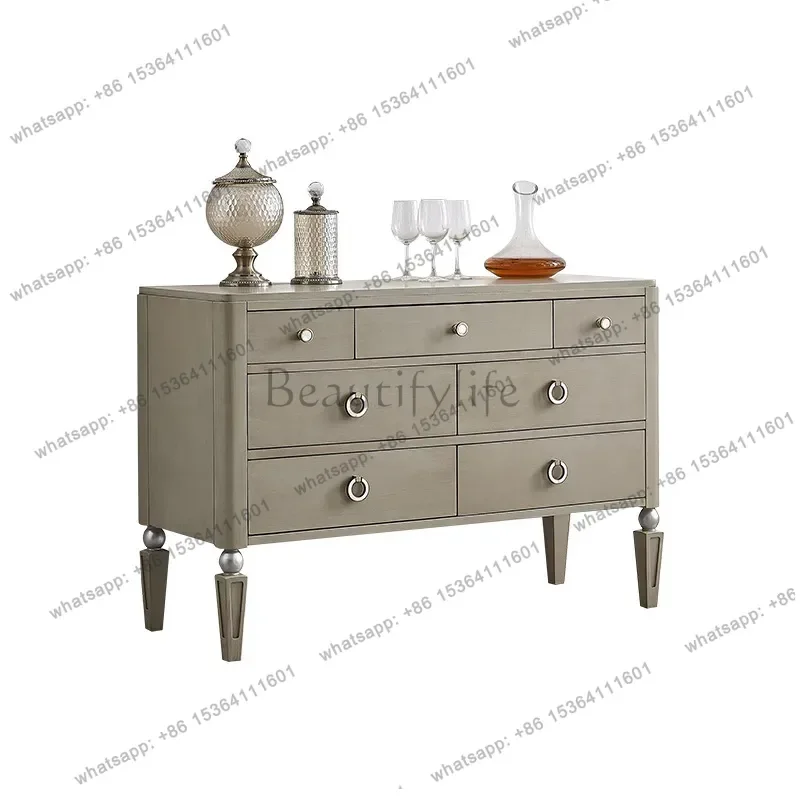 American light luxury solid wood seven-chest cabinet storage cabinet bedroom locker Nordic side cabinet living room entrance