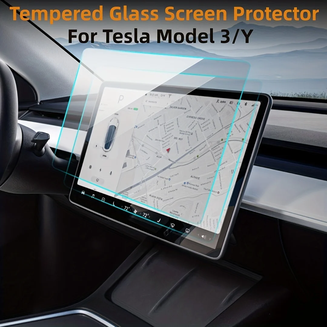 

The screen protector is compatible with Tesla Model 3/Y 15-inch central touch screen tempered glass accessory 9H anti-glare
