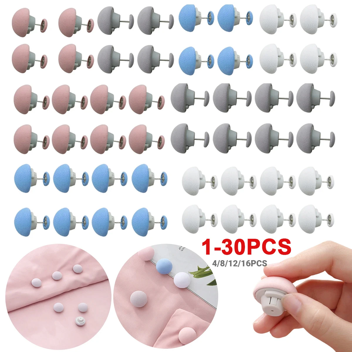 1-30PCS BedSheet Quilt Clip One Button Unlock Duvet Cover Fastener Clip Anti Slip Blanket Buckles Quilt Holder Fixator Grippers