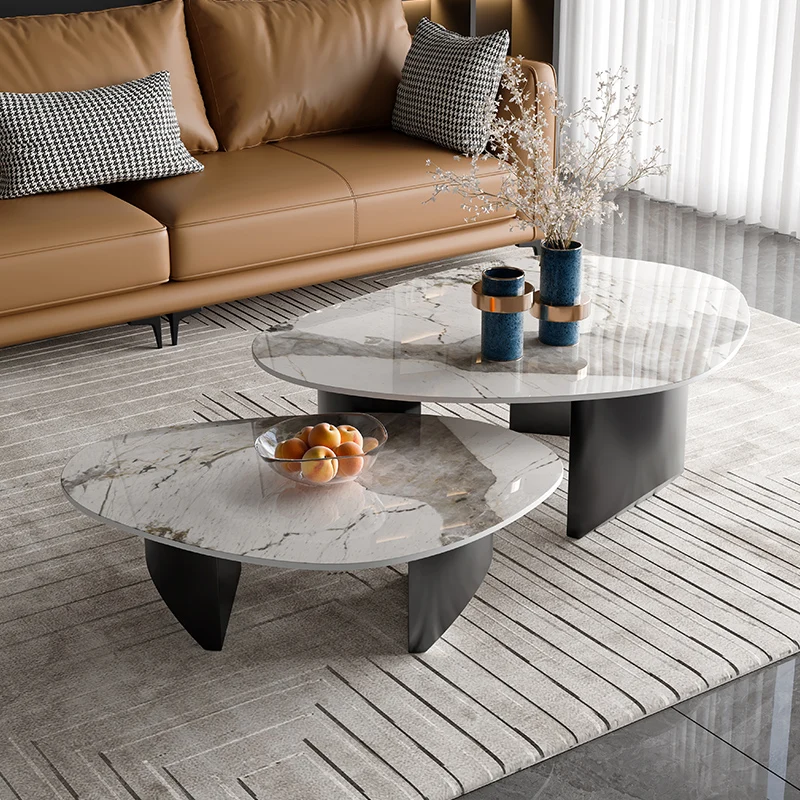 

Italian luxury rock tea table living room home special-shaped high-grade small apartment creative modern size tea table combinat