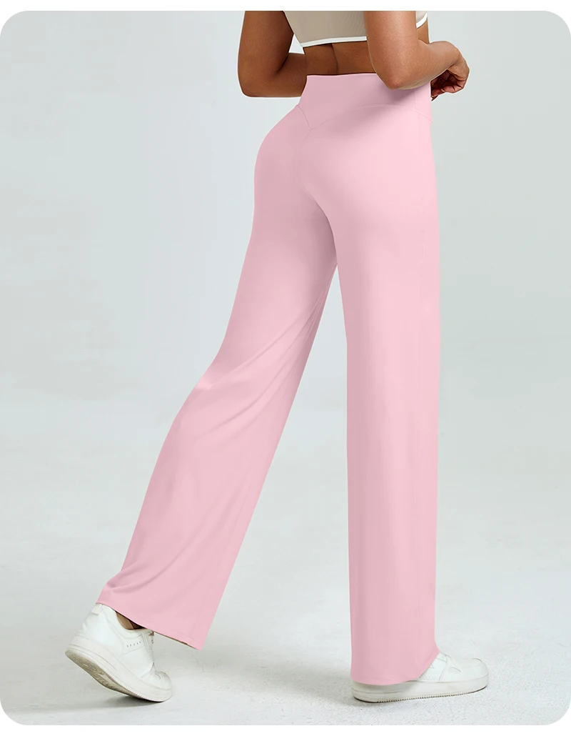 Women's High Waist Yoga Pants Straight Leg Wide Pants, Tummy Control Butt Lifting Workout Pants, Breathable Quick Dry Fitness Le