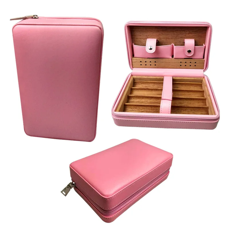 

Cigar case Box Humidor Portabl Cigar Case Travel Accessories Handbag Travel Leather Cigar Case Storage 4 Cigars
