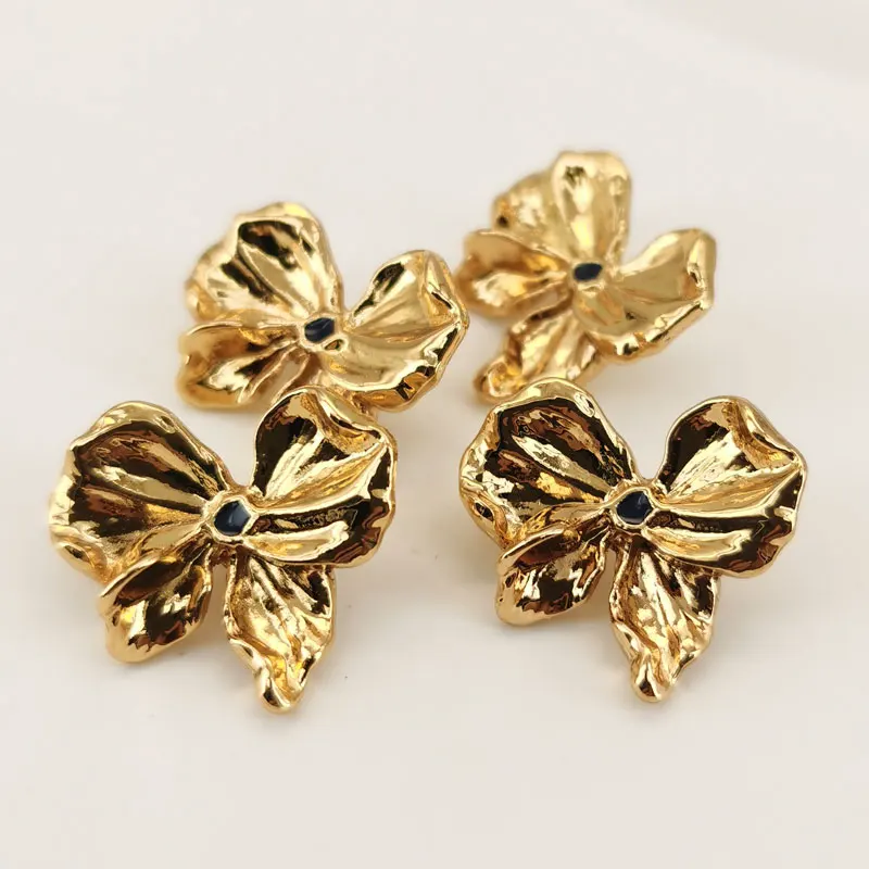 

24mm Gold Metal Flower Buttons for Coat Dress Jacket DIY Sewing Craft Supplies Premium Fashion Accessories Sewing Buttons 6pcs