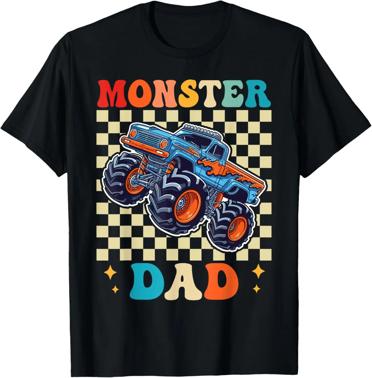 Truck Dad Family Matching Monster Trucks Birthday T-Shirt 100% Cotton Trendy Y2K Short-Sleeve Tee-Soft, Quick-Drying,