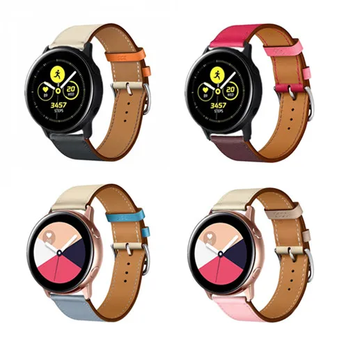 20mm 22mm watchband for Samsuang Gear S3 s2 sport Galaxy Watch Active 42mm 46mm Leather Strap for huami amazfit bip huawei gt 2