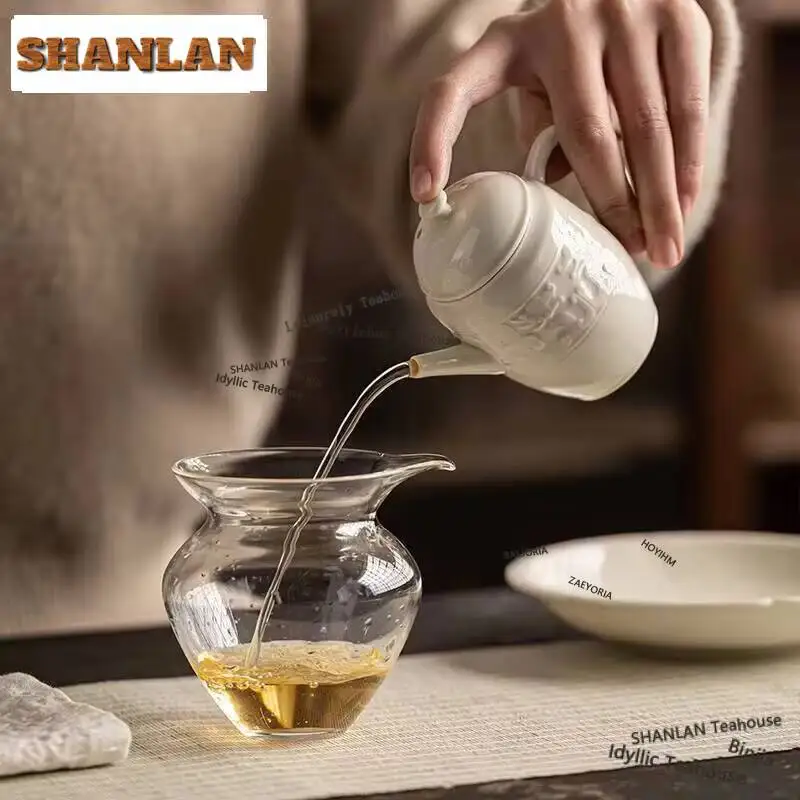 120ML Ding Kiln White Plate Teapot Japanese Relief Dragon Playing Pot Tea Soaking Kettle Chinese Tea Set Supplies Decoration