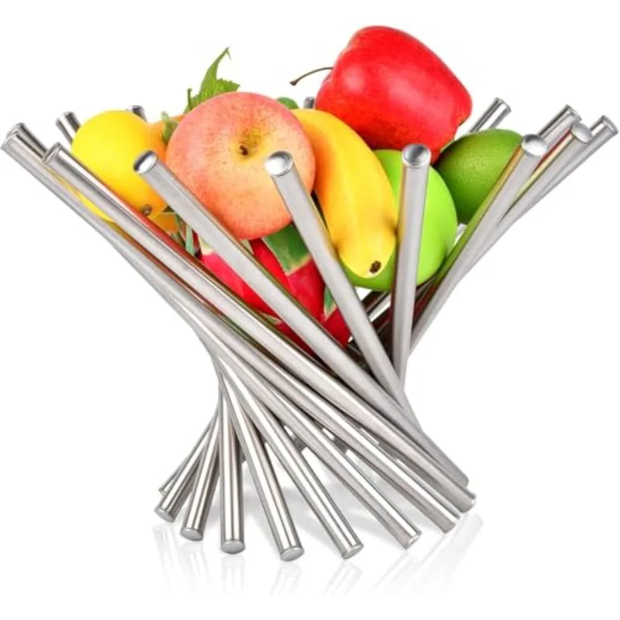 Frutero para encimera de cocina, cesta grande para frutas, soporte moderno para mesa central, cuencos de frutas Drative de acero inoxidable