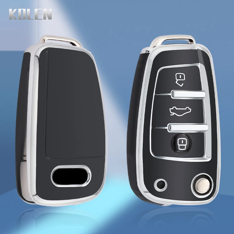 TPU Auto Flip Schlüssel Fall Abdeckung Shell Fob Für Audi A3 8L 8P A4 B6 B7 B8 A6 C5 c6 4F RS3 Q3 Q7 TT 8L 8V S3 Protector Halter Keyless