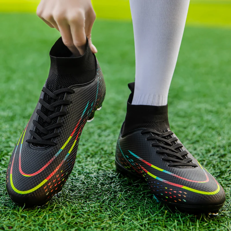 Men Professional Soccer Shoes Anti-slip Outdoor Grass Training Stud Sports Shoes Men Soft Lace-up Football Boots Men