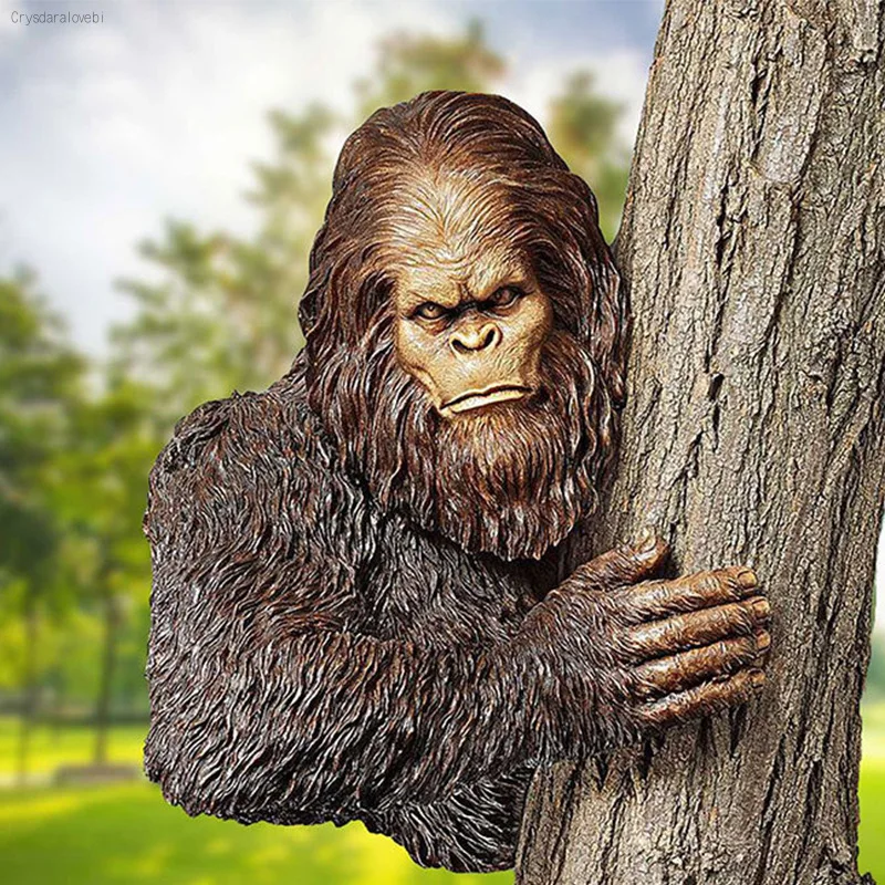 

Bashful Bigfoot Tree Statue Whimsical Cartoon Orangutan Sculpture Tree Garden Yard Art Tree Garden Decoration Dropship