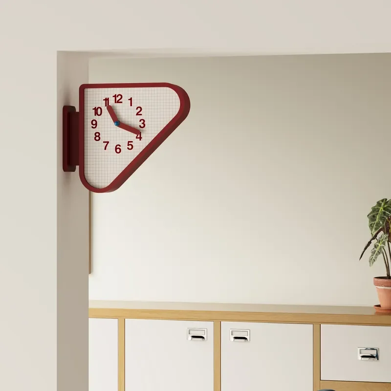 Japanese Style Triangular Wall Clock Double Sided Design Modern Living Room Decor Corner Hanging Timepiece Home Office