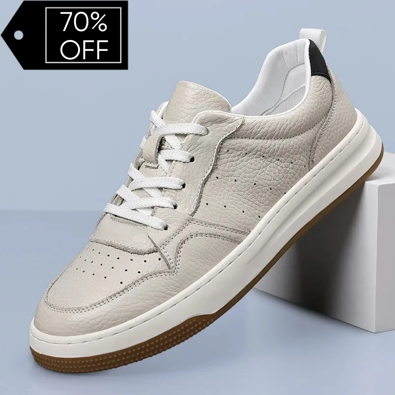 

Men's Casual Leather Shoes Breathable Soft Bottom Anti-slip Rubber Outsole round Toe Low Heel Solid Color Fall Season New Style