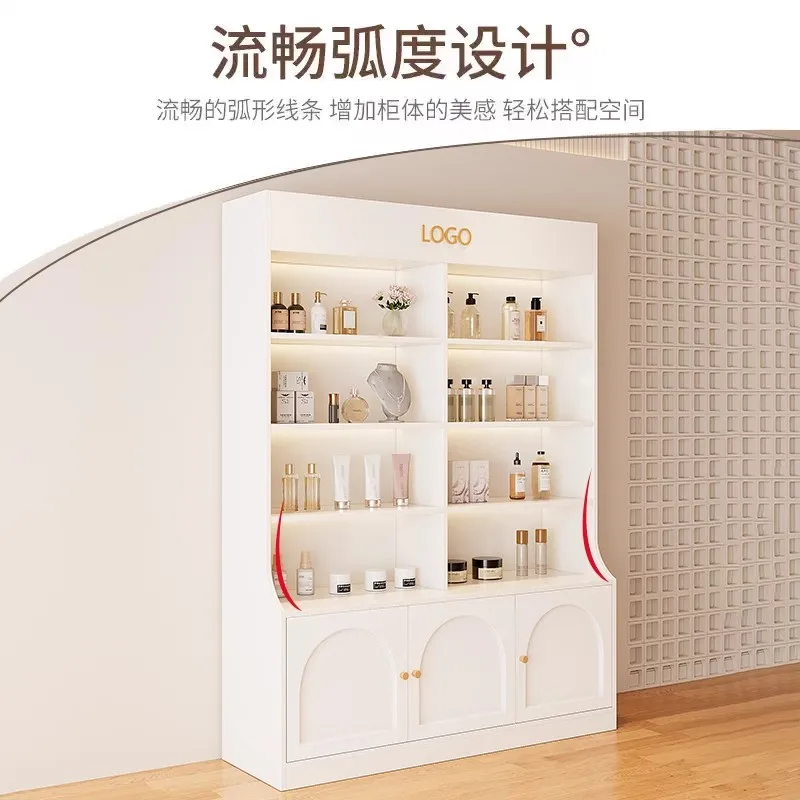 خزانة عرض لصالونات التجميل ومستحضرات التجميل وخزانة عرض فنية للأظافر وباب زجاجي ورف منتج العناية بالبشرة ورف متعدد الطبقات #2