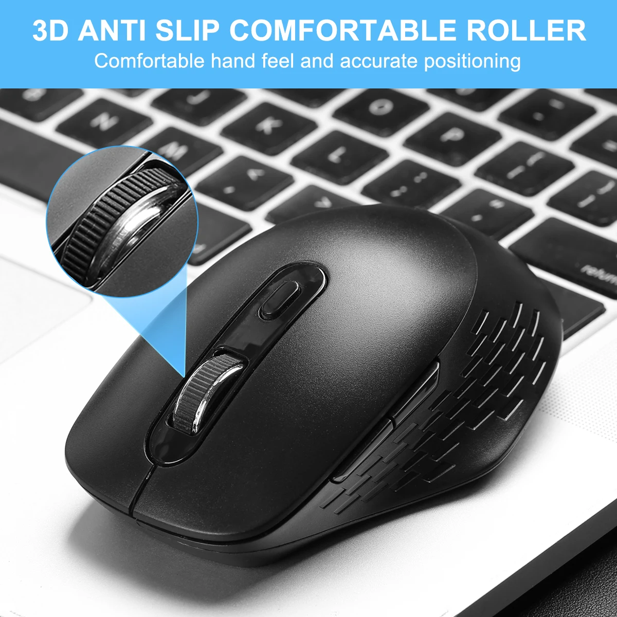 Mouse wireless ergonomico 2.4G con adattatore USB, 3 DPI regolabili, mouse da ufficio/giochi, per laptop/PC (batteria non inclusa)