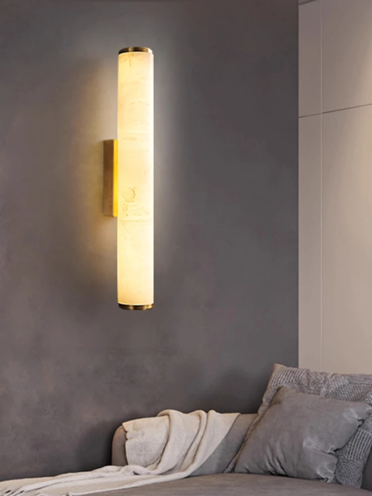 

High End Natural Marble Wall Lamp Light for Wall Background Decor and Bedroom Bedside Aisle Decorative Washroom Mirror Light