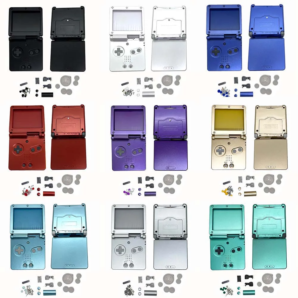 New Shell Case for GBASP Housing GBA SP Shell with Buttons and Sticker Sets Replacement for Gameboy Advance SP Game Accessories