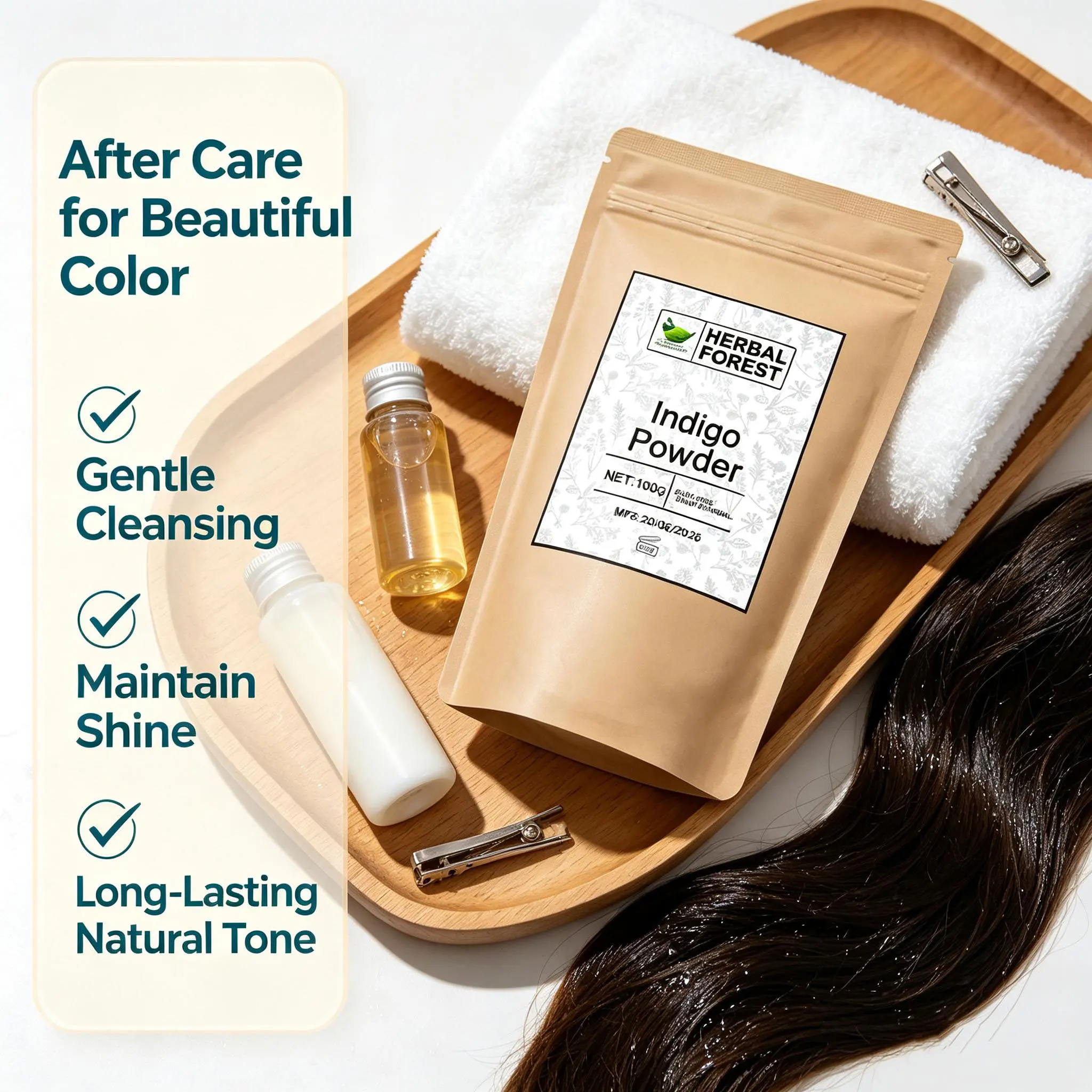 Indian pure natural plant hair dye indigo powder can be used with henna powder Cover white hair,Natural Color Colorant DYE - view 3