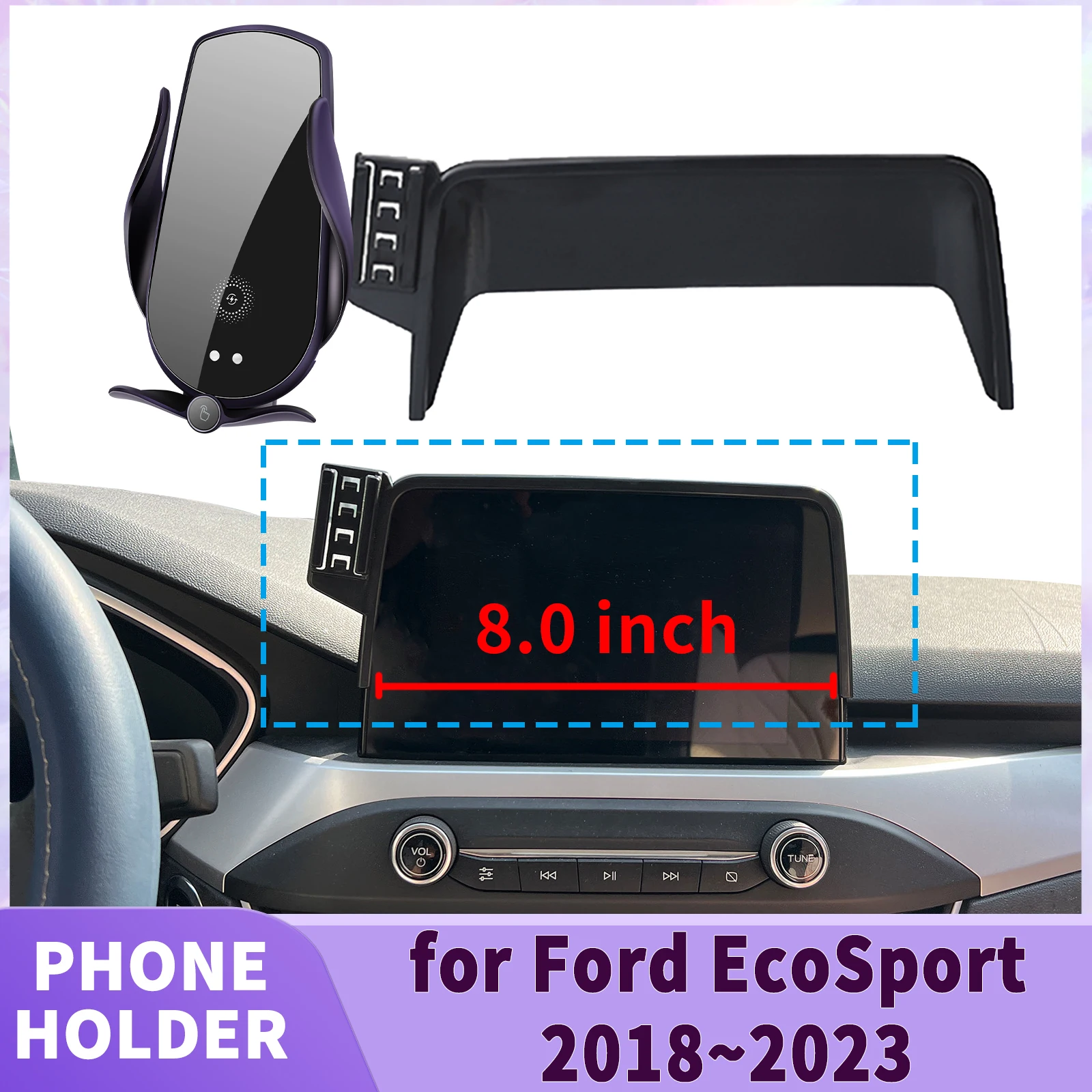 

fit for Ford EcoSport 2018 2019-2023 (8in) Screen Base Phone Holder Mount ​​ Secure Clip Car​​ accessoires