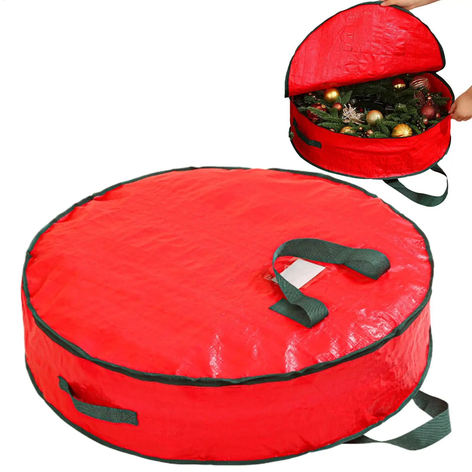 Christmas Wreath Storage Bag with Thickened Oxford Cloth Seasonal Holiday Wreath Storage Container with Handle and Zipper view 3