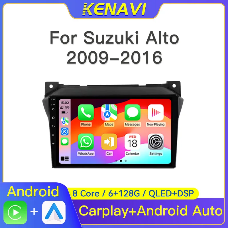 2Din Android Car Stereo Radio For Suzuki Alto 2009-2016 Centre Multimedia Player Navigation GPS FM Carplay Auto No DVD Head Unit