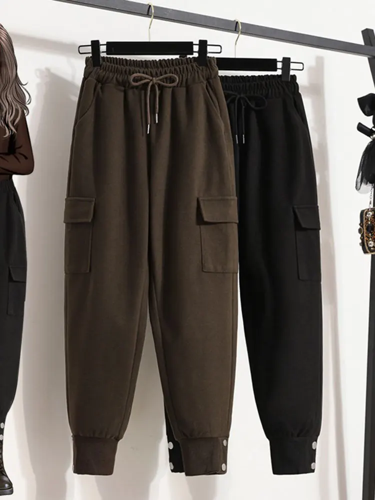 

plus Size Women's Loose Casual Harlan Workwear Pants High Waist Long Trousers Thickened Autumn Season Fashion Trend