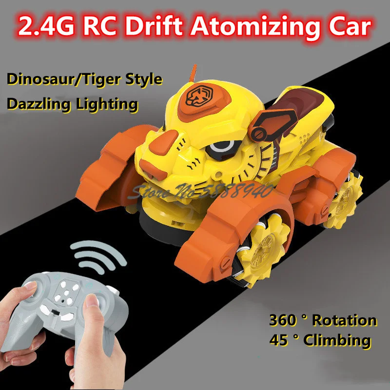 Dinosaur Spray Drift Remote Control Car 2.4G 360 ° Rotation 45 ° Climbing Auto DEMO Smart Electric Multiplayer Sports RC Car Toy