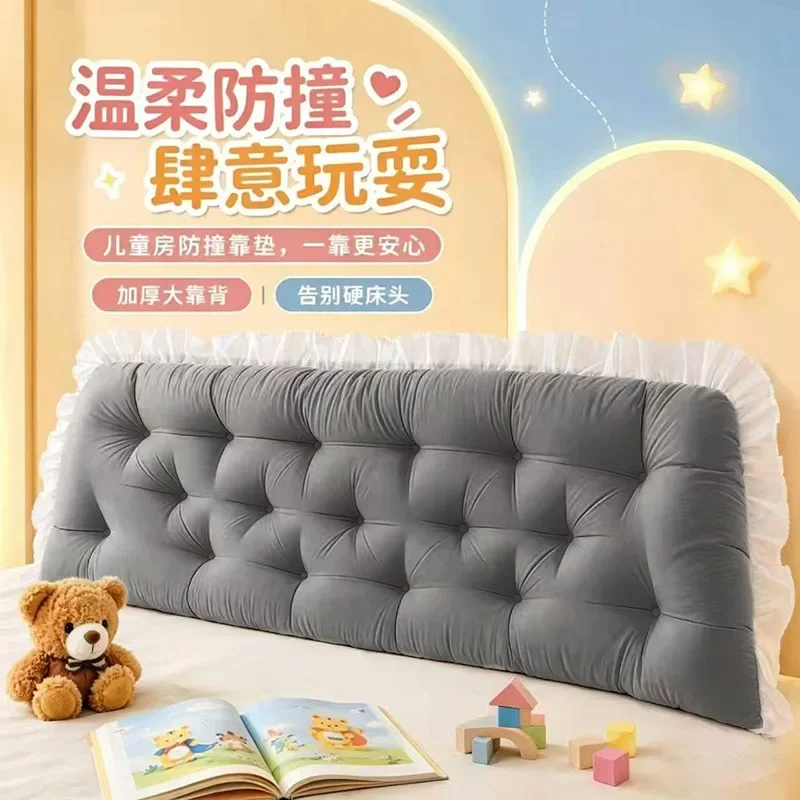 Lace Edge Headboard Cushion Hostel Backrest Pillows Skin-friendly Breathable Bedhead Soft Cushions Kids Anti-collision Cushion