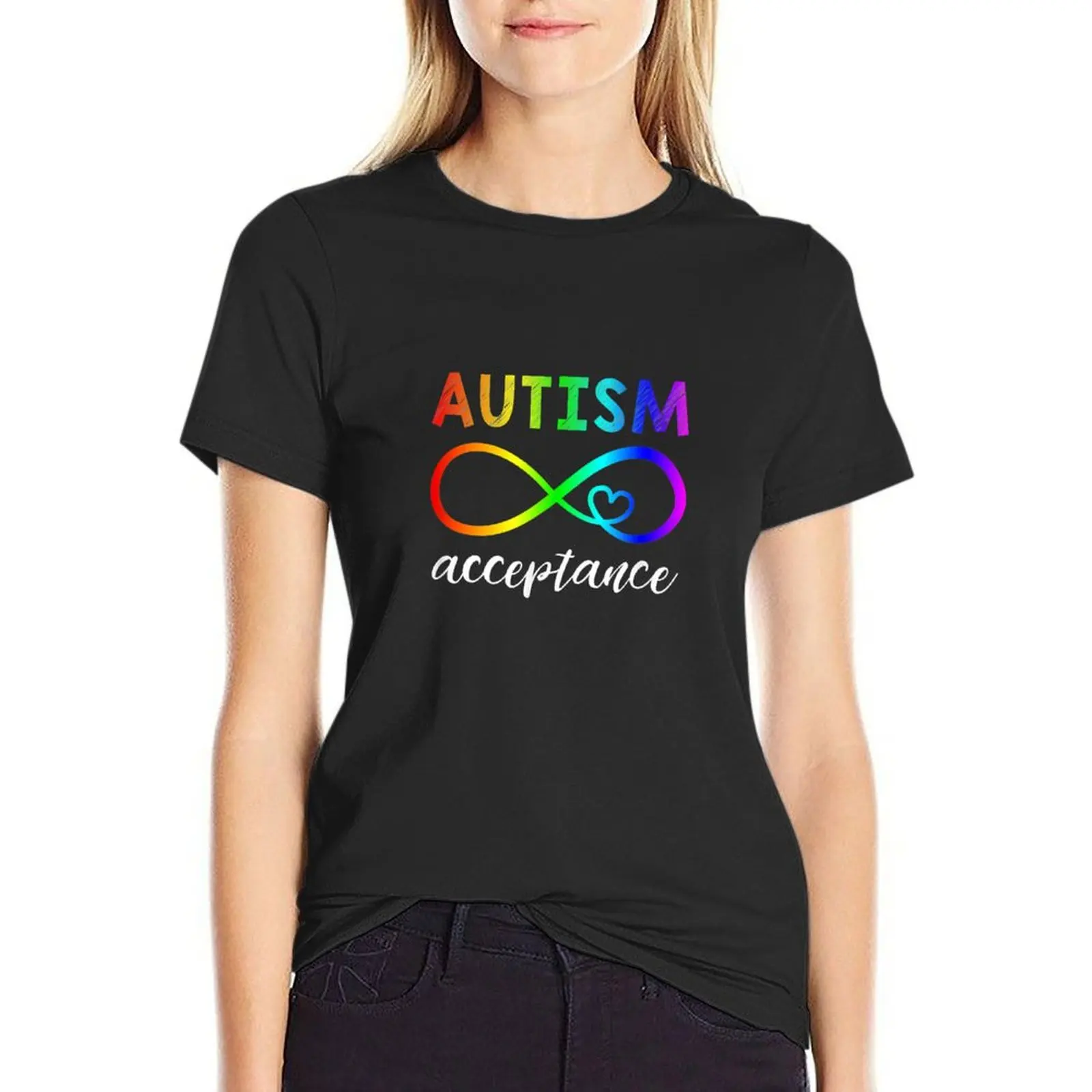 

Red Instead Autism Shirt Autism Acceptance T-Shirt Blouse tops oversized Short sleeve tee Women's cotton t-shirt