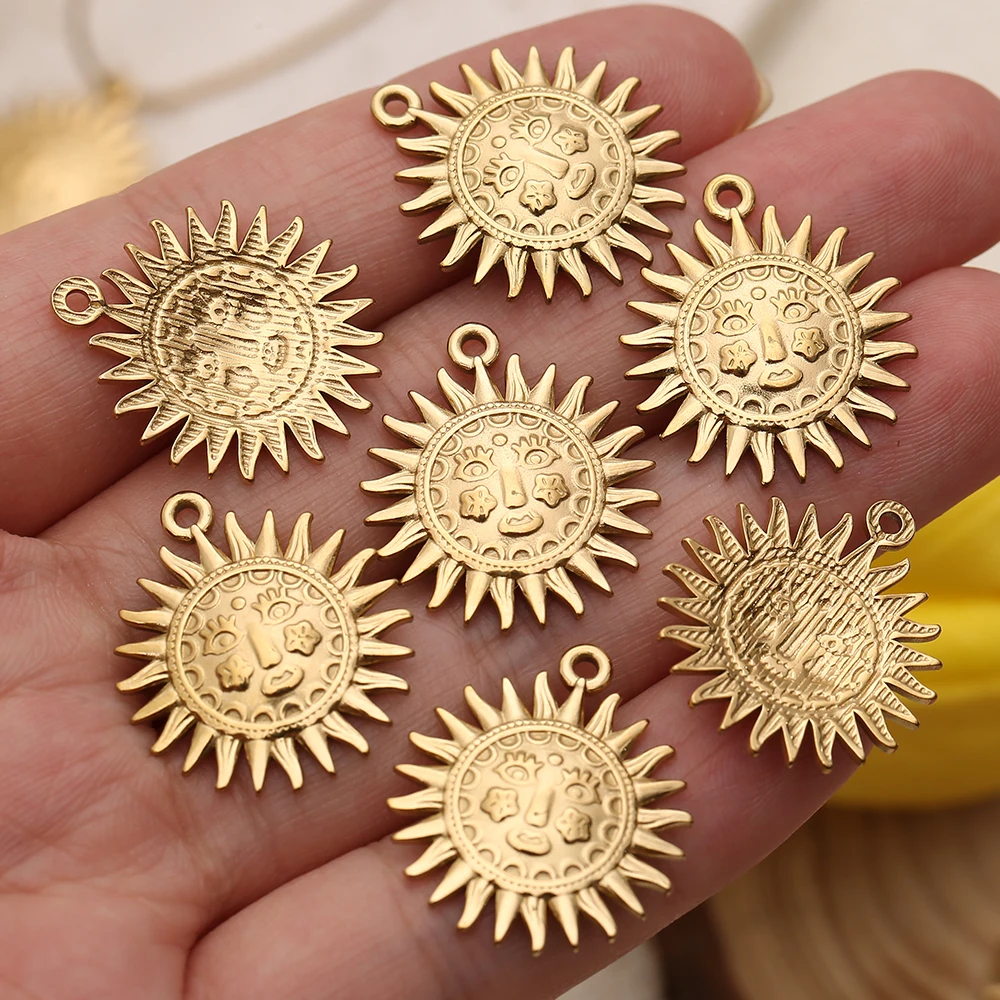 

5Pcs Vintage Gold Plated Sunburst Charms Engraved Sun Pendants for DIY Necklace Earring Bracelet Jewelry Making Wholesale Suppli
