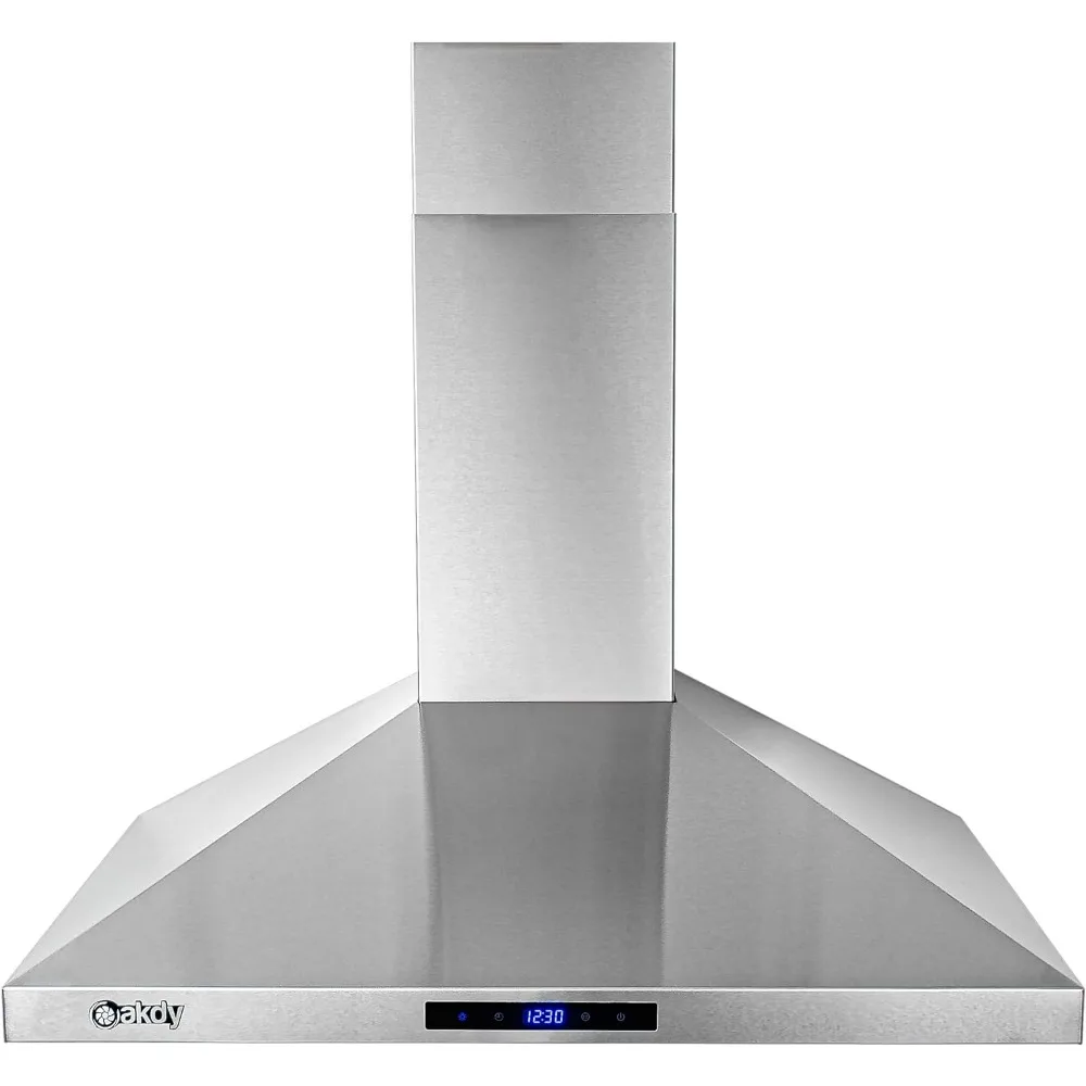 30 polegadas. Wall Mount aço inoxidável Gama Hood, ventilador de 3 velocidades e luzes LED, conversível Range Hood, duto para Ductless