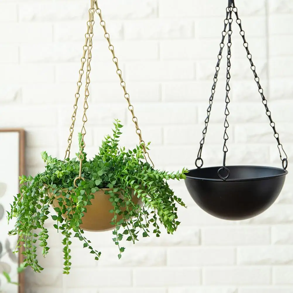 Hanging Basket Planter Safe Fine Workmanship Iron Strong Load Bearing Hanging Pot Succulent Hanging Planter Decorative