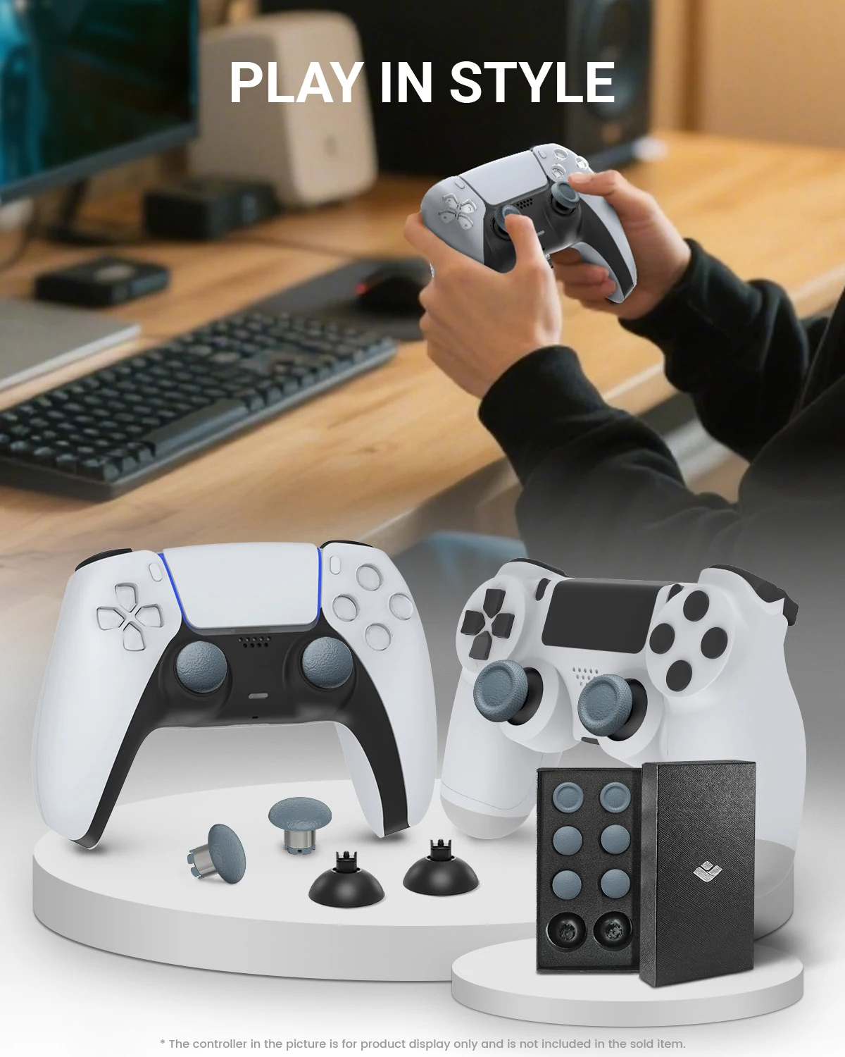 Zmodyfikowana wersja z metalowym pierścieniem na joysticku, odpowiednia dla kontrolerów PS5/PS4/SWITCH PRO/XBOX, miękka gumowa nakładka i podstawa joysticka. — zdjęcie produktu 6